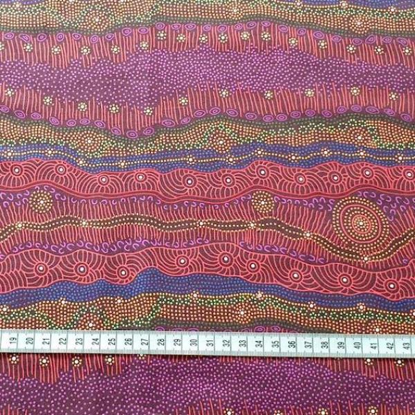 RED GATHERING BY THE CREEK Aborigines Stoff aus Australien